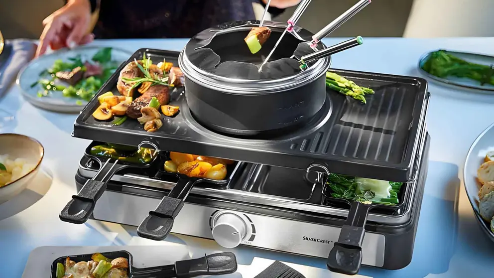 Raclette grill con fondue de 1400 W Silver Crest de Lidl