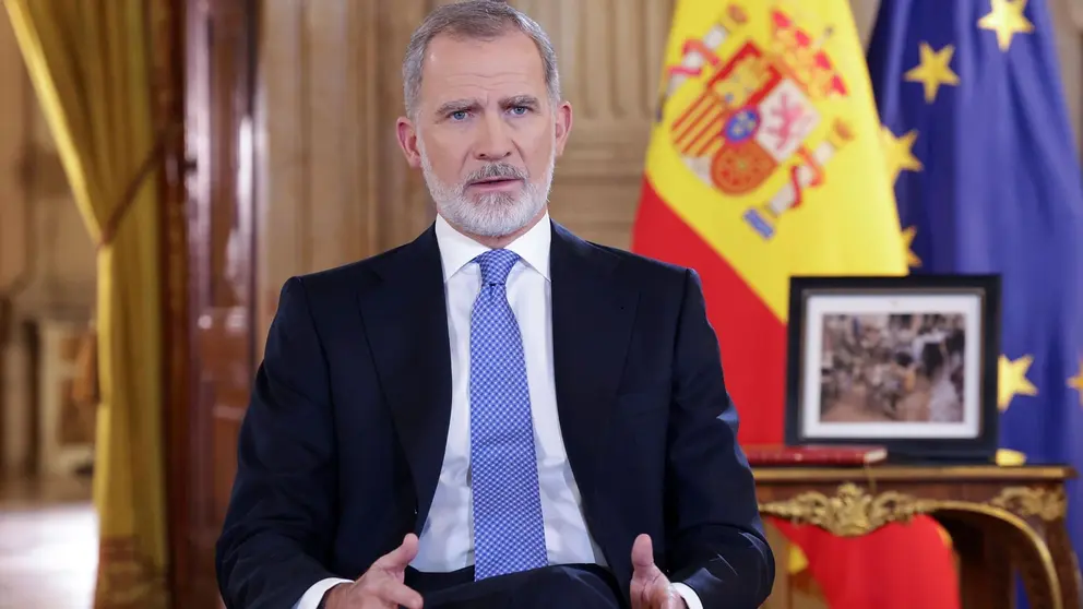 El rey Felipe VI, durante el mensaje de Navidad