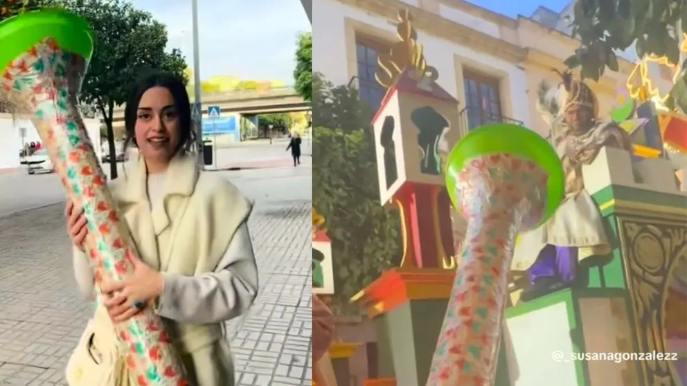 Susana Gonz&aacute;lez y su carameleitor en la Cabalgata de Reyes Magos de Jerez 2025