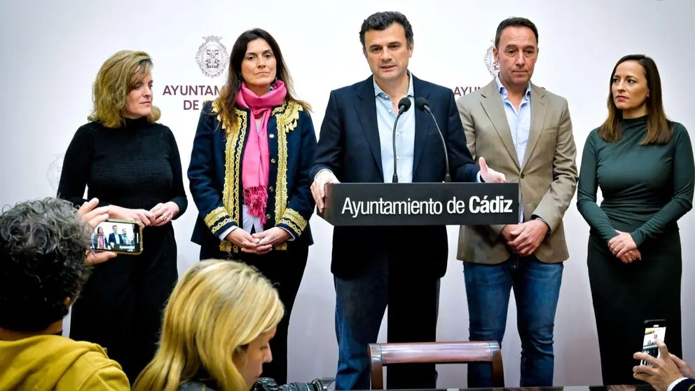 Bruno Garc&iacute;a, durante su comparecencia tras la Junta de Gobierno