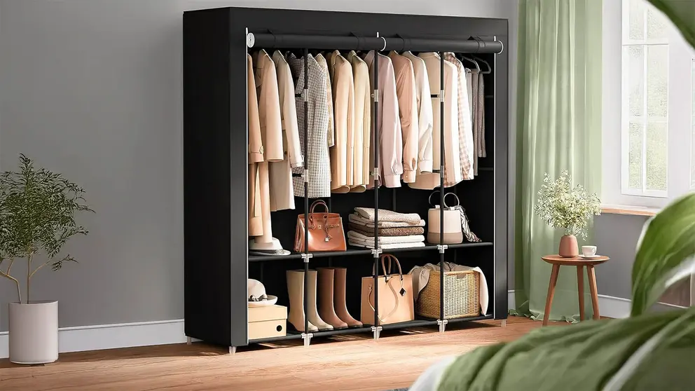 Armario de Tela con Estanterias para Ropa, bolsos y calzado