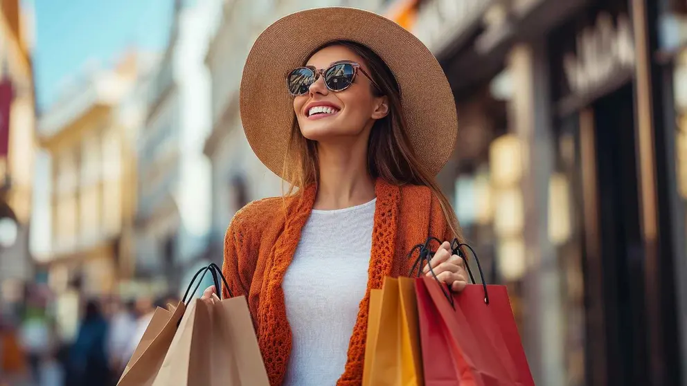 Una mujer con prendas de ropa de Stradivarius