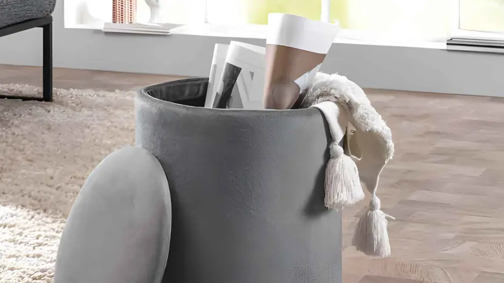 Taburete con almacenaje gris Livarno Home de Lidl