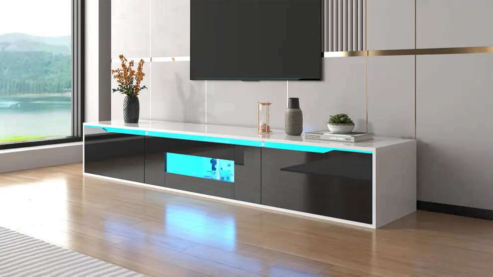 Mueble para TV moderno con 3 puertas de alto brillo de Leroy Merlin