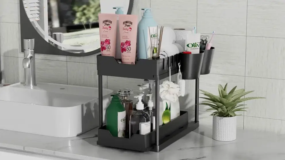 Organizador bajo de fregadero deslizable 2 niveles