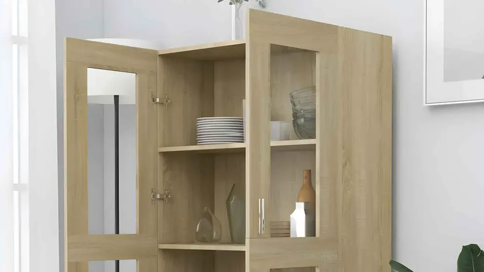 Vitrina de madera contrachapada color roble Maison Exclusive de Leroy Merlin