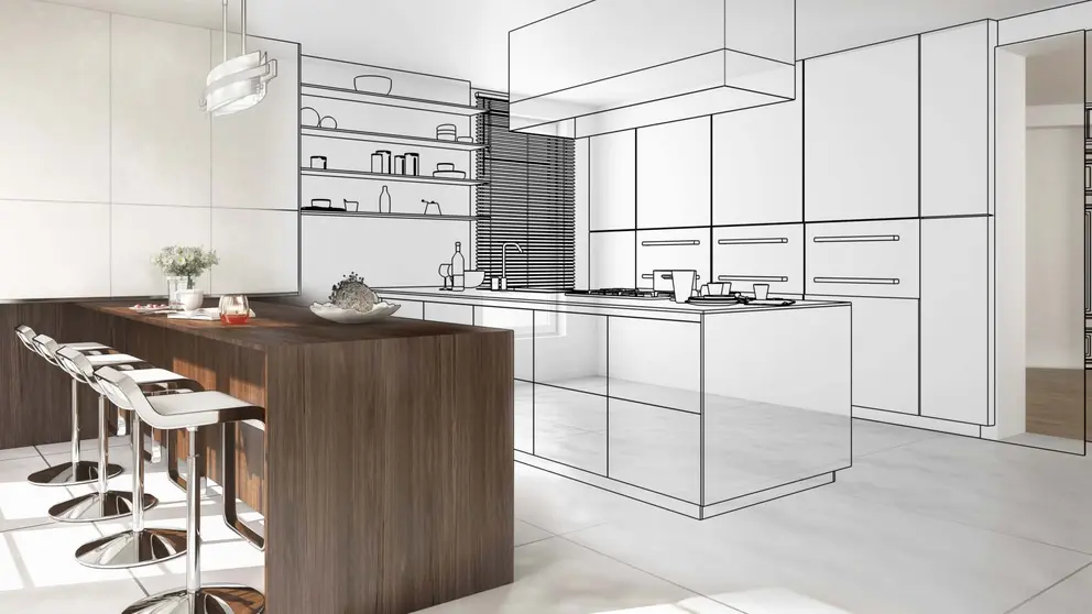 Plano de una cocina moderna