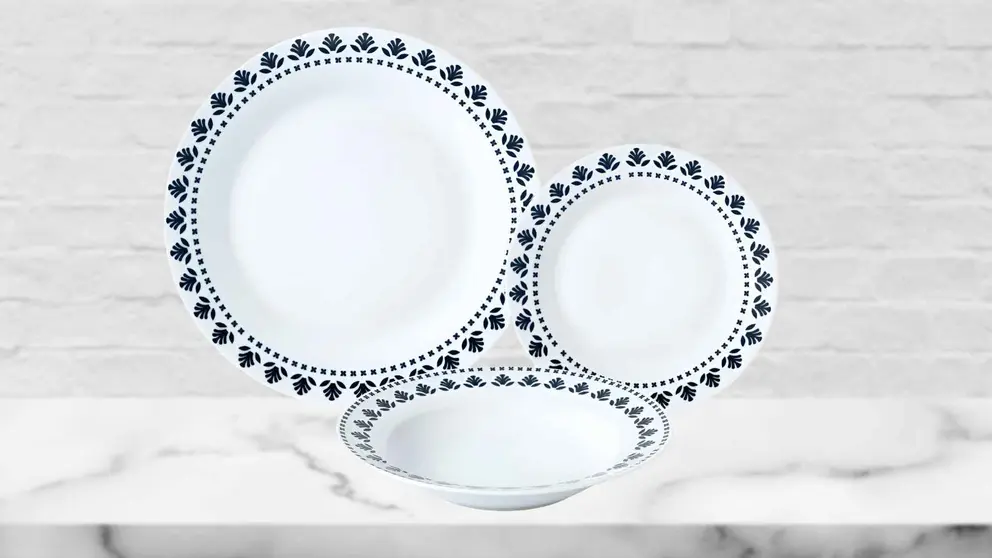 Vajilla de porcelana con cenefa SIMPL de Carrefour