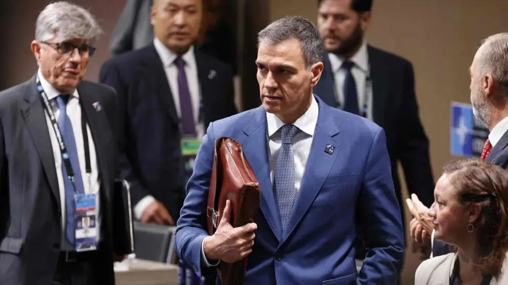 Pedro S&aacute;nchez, durante una cumbre de la OTAN