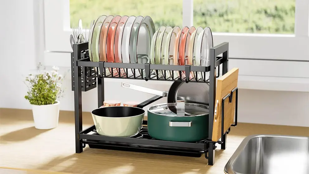 Estante escurreplatos de acero inoxidable para la cocina de Amazon