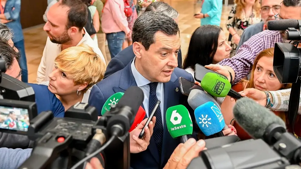 Juanma Moreno, durante un acto ayer en Sevilla
