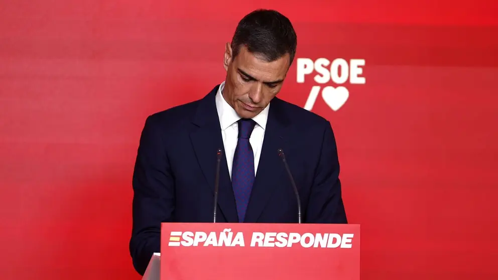 Pedro S&aacute;nchez, durante su reciente comparecencia en Ferraz