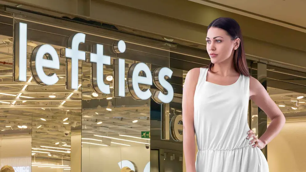 Una mujer a la moda en una tienda de Lefties