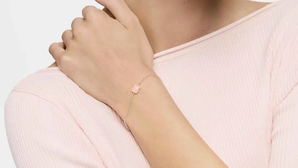 Pulsera de plata de primera ley con motivo de oso de cuarzo rosa Tous de Amazon