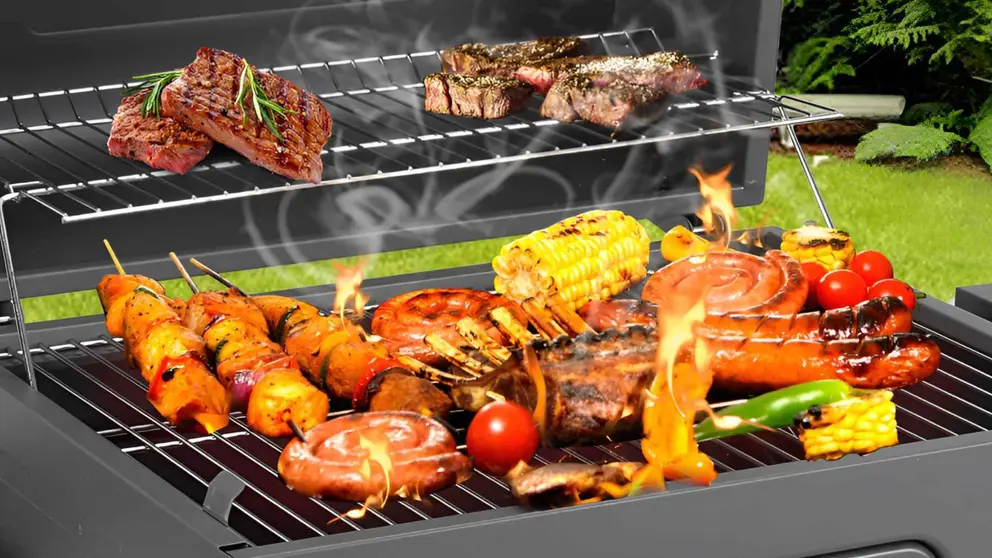 Barbacoa de carb&oacute;n XXL con tapa FINLOVERN de Leroy Merlin