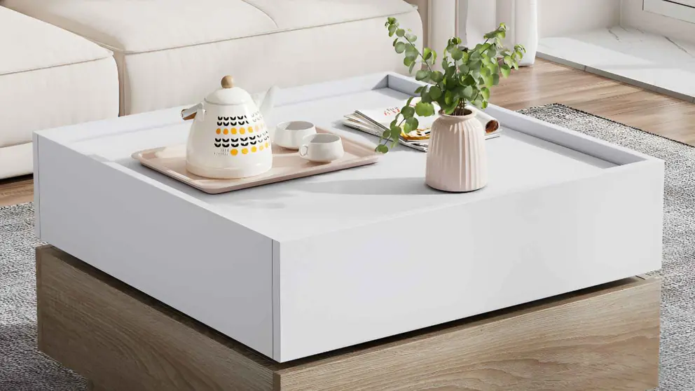 Mesa de centro cuadrada con tapa giratoria de 360&deg; Muebles Chic de Leroy Merlin