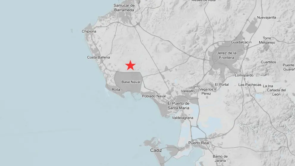 Lugar donde se ha producido el terremoto en Rota