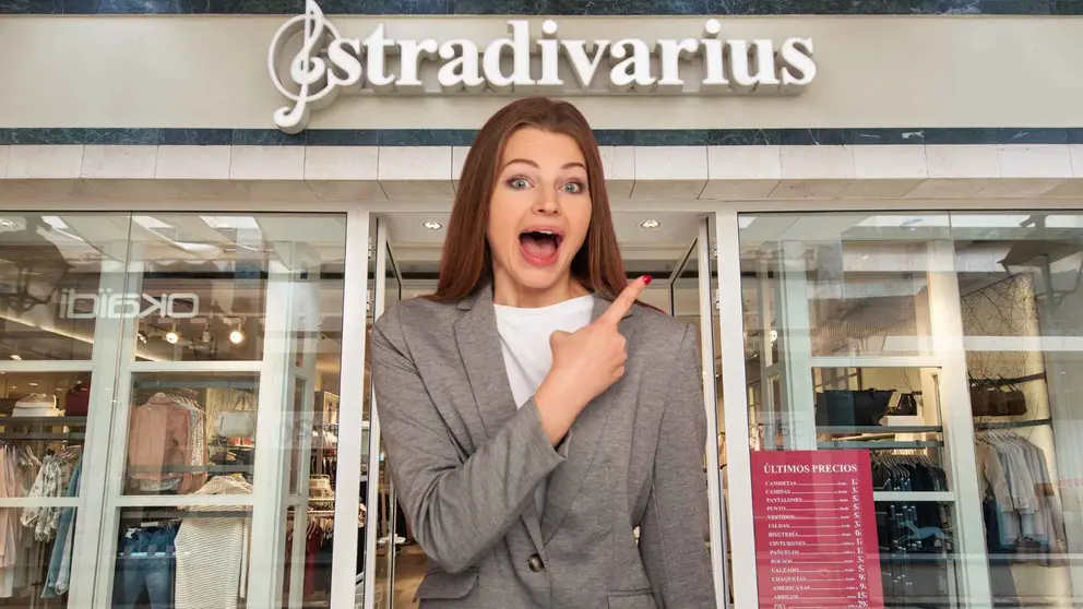 Una mujer frente a una tienda Stradivarius