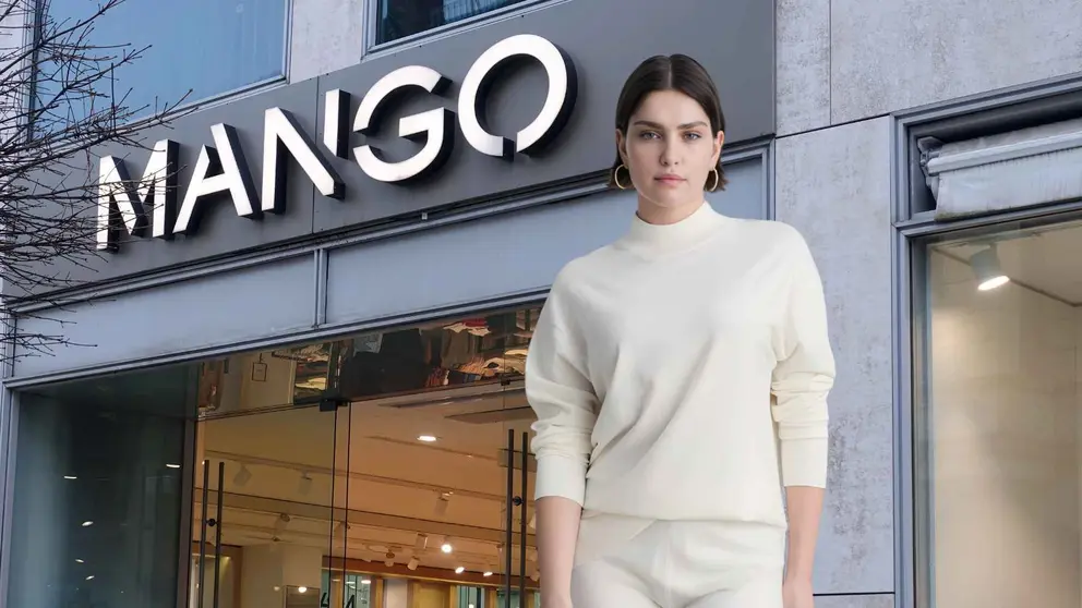 Pantal&oacute;n wide leg punto fino de Mango