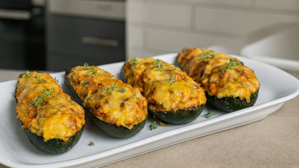 El calabac&iacute;n relleno de pollo con queso gratinado m&aacute;s jugoso y f&aacute;cil de hacer