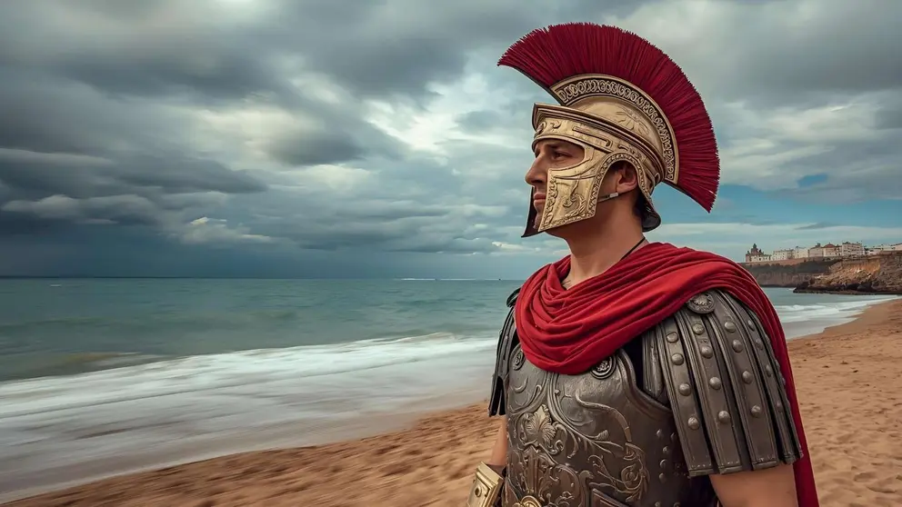 Soldado romano en una playa de C&aacute;diz | Recreaci&oacute;n El MIRA