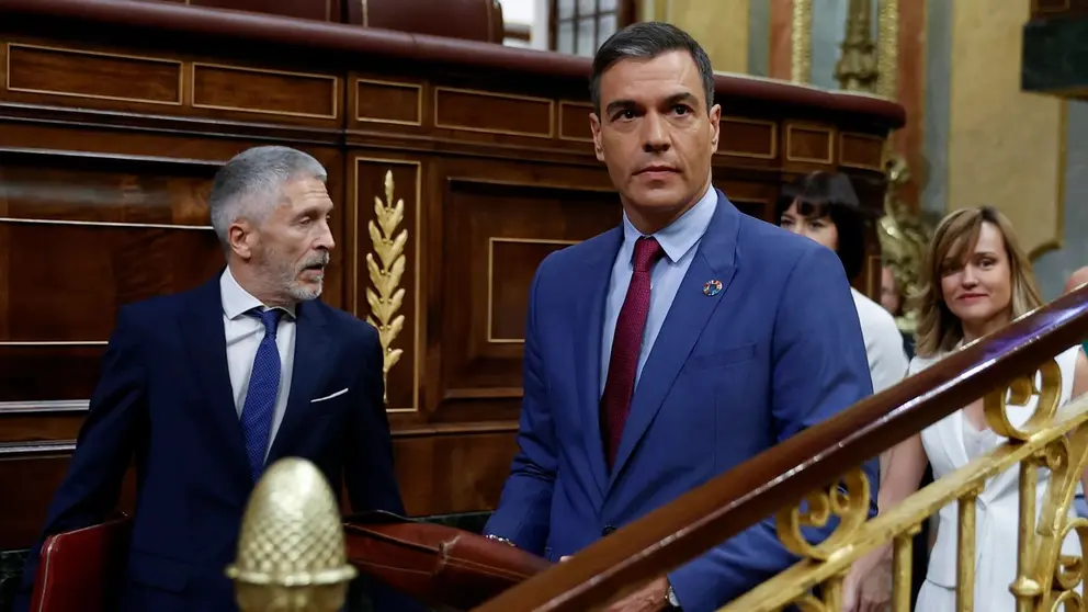 Pedro S&aacute;nchez, junto al ministro Marlaska