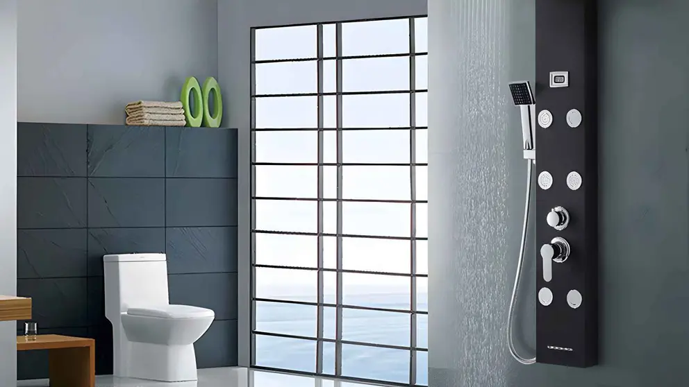 Columna de ducha con sistema de hidromasaje AuraLum Max de Leroy Merlin