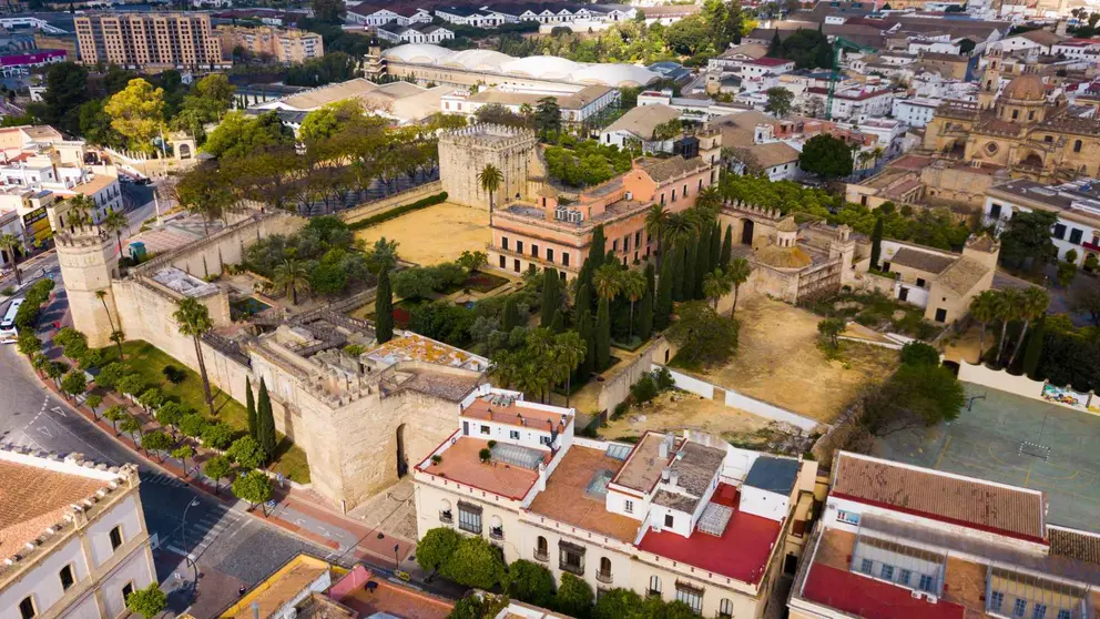 Vista a&eacute;rea del Alc&aacute;zar de Jerez