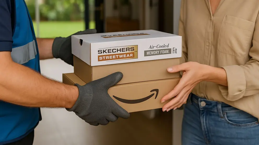 Repartidor de Amazon lleva zapatillas Skechers a un domicilio - Recreaci&oacute;n El MIRA