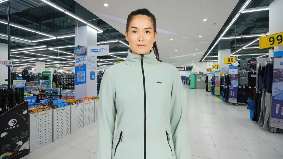 Una mujer en una tienda de Decathlon