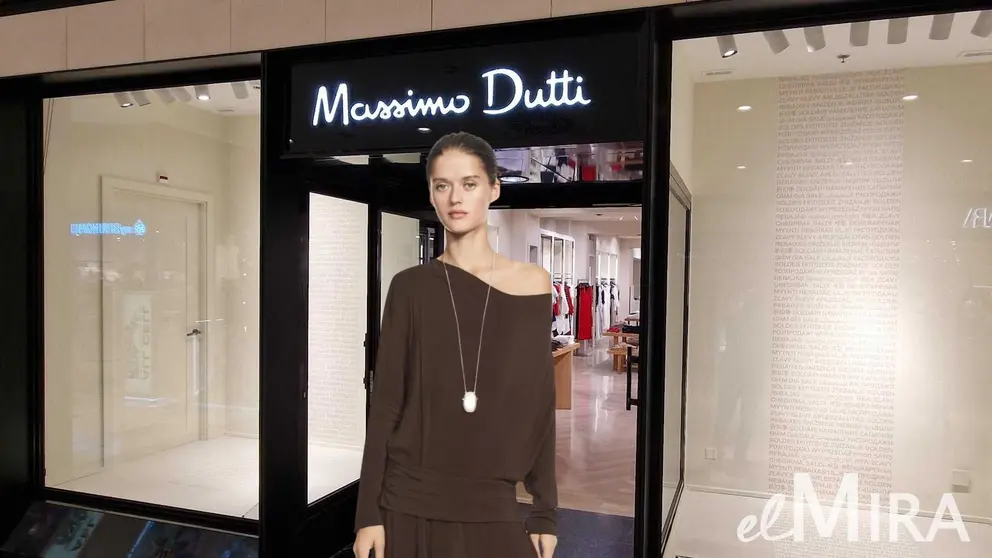 Vestido largo fluido faj&iacute;n drapeado de Massimo Dutti