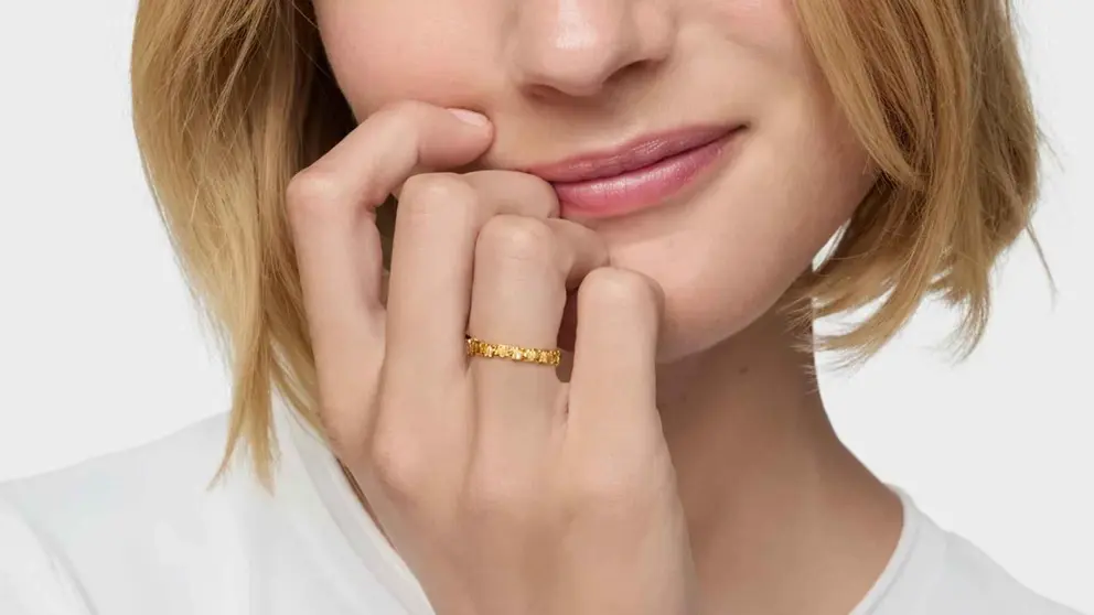 Anillo estrellas con ba&ntilde;o de oro 18 kt sobre plata TOUS Motivos