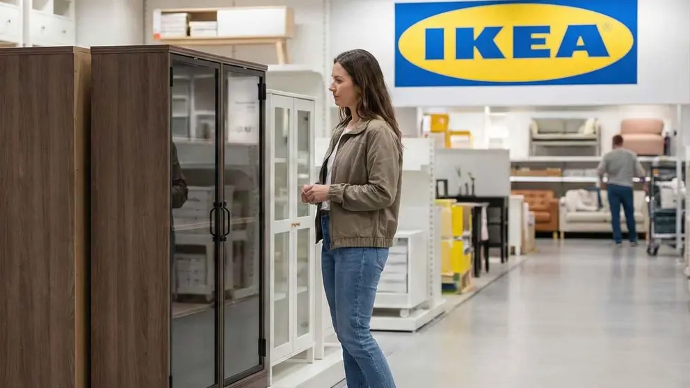 Para Ikea, no hay mejor forma de decorar con clase zonas como el sal&oacute;n que con sus vitrinas LANESUND y BEST&Aring;