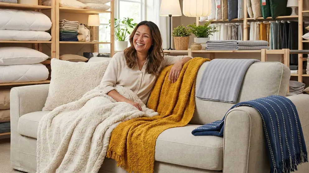 Las mantas de Ikea que est&aacute;n convirtiendo el sof&aacute; en el mejor plan del invierno