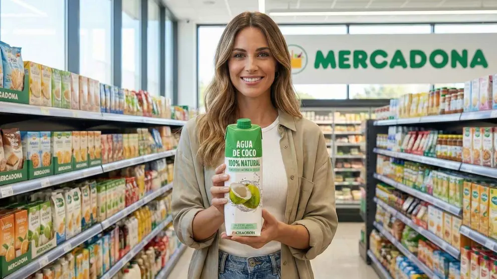 Agua de coco Hacendado 100% natural de Mercadona