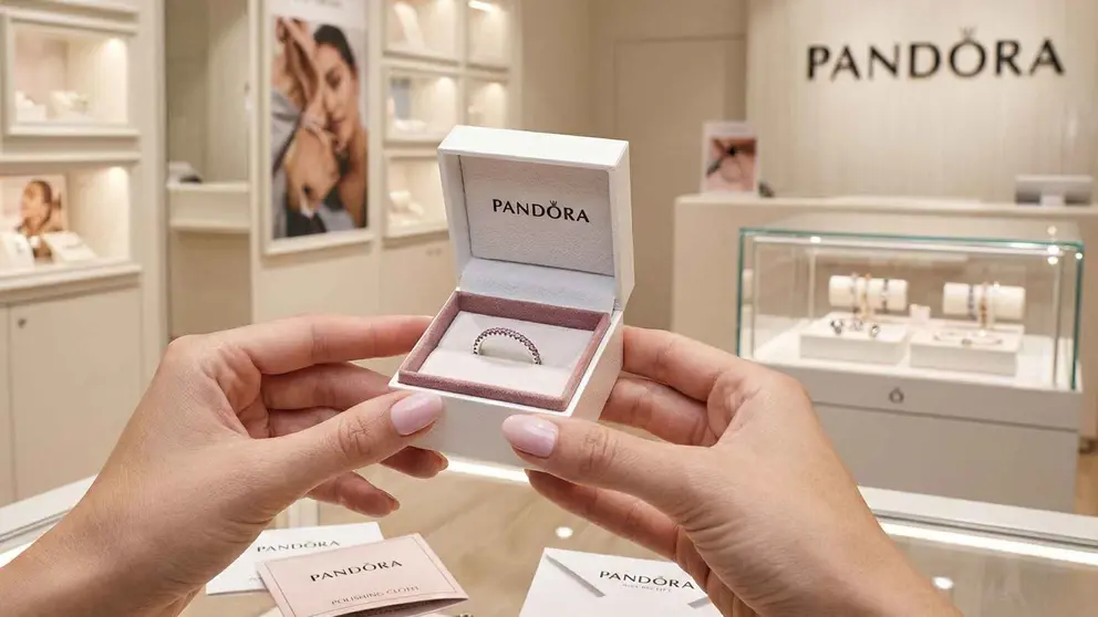 Anillo en plata de ley Banda Brillante Rosa, Pandora en El Corte Ingl&eacute;s