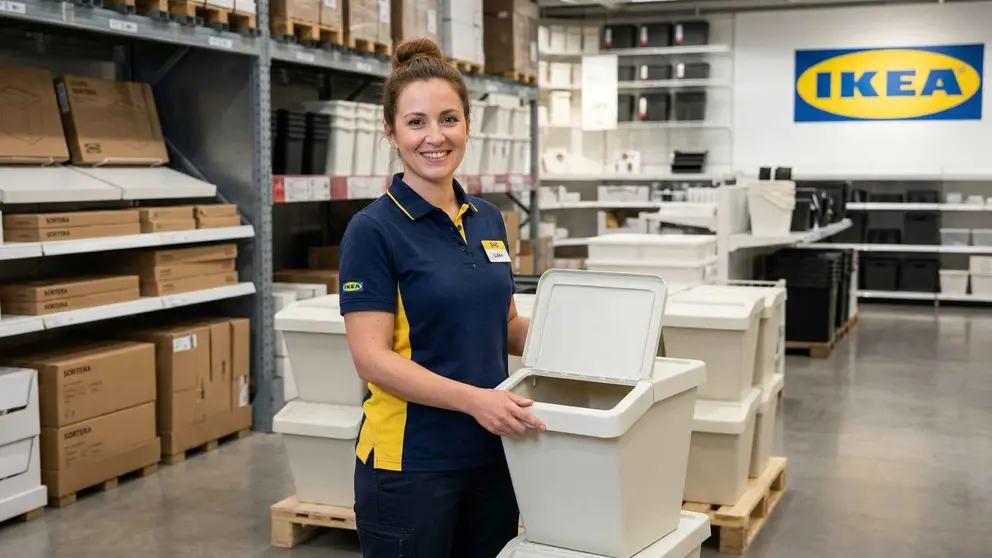 Cubo de clasificaci&oacute;n con tapa SORTERA de Ikea