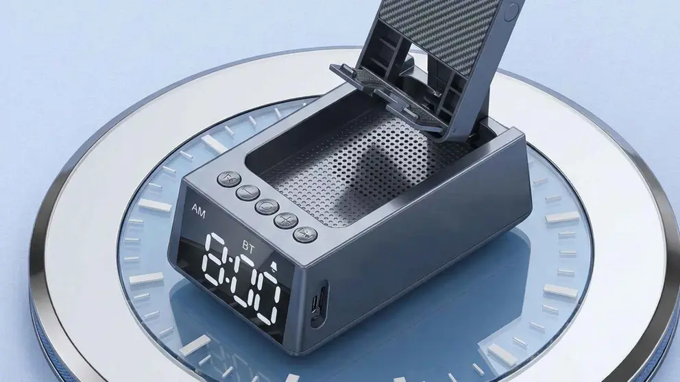 Altavoz con bluetooth y soporte para m&oacute;vil, BBL en Amazon