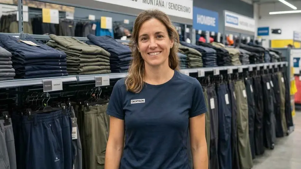 Una mujer en una tienda de Decathlon