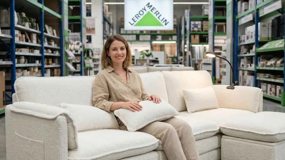 Sof&aacute; cama de 3 plazas de chenilla de Leroy Merlin