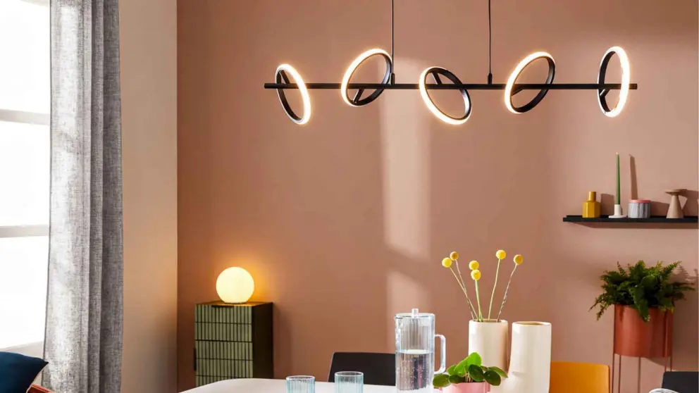 L&aacute;mpara de techo colgante de 5 luces LED regulables Kapeo, INSPIRE de Leroy Merlin
