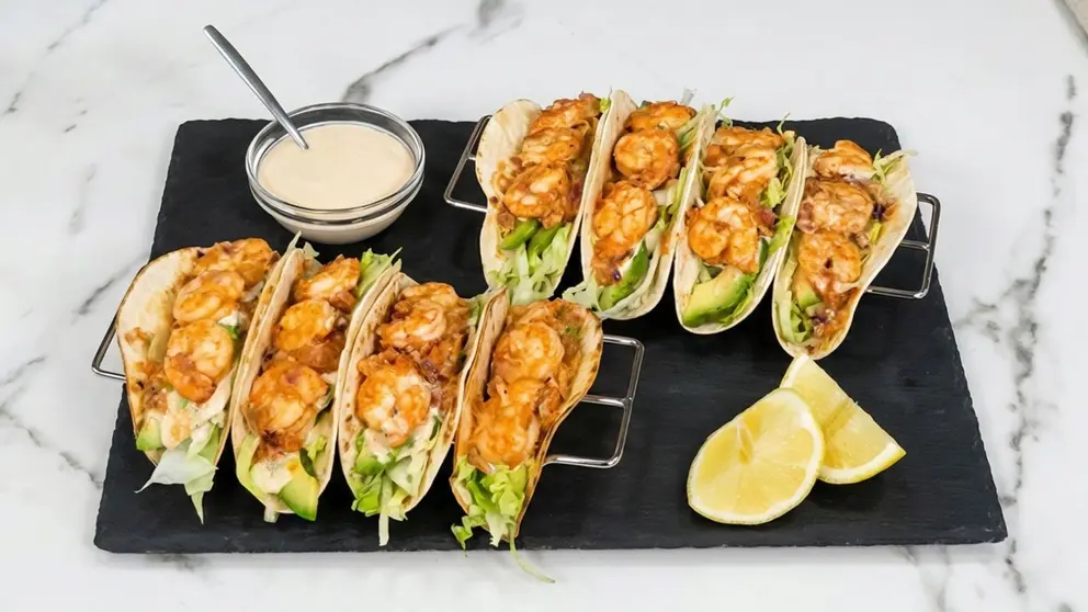 Tacos de langostinos