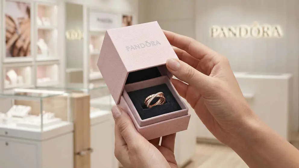 Anillo de Pandora ba&ntilde;ado en oro rosa