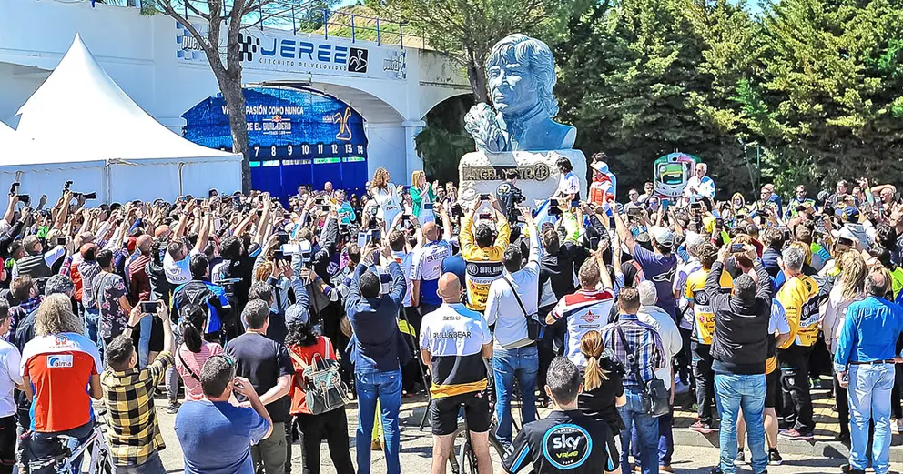 Presentaci&oacute;n del busto en homenaje a &Aacute;ngel Nieto en el reci&eacute;n nombrado  Circuito de Jerez - &Aacute;ngel Nieto | 03MAY18 - Christian Cantizano para elMIRA.es