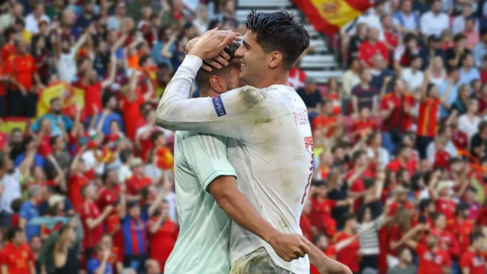 &Aacute;lvaro Morata celebra el cuarto gol de Espa&ntilde;a ante Croacia en la Eurocopa