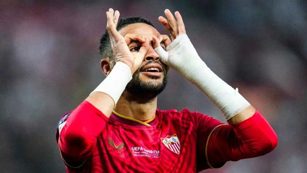 Gol de En-Nesyri en el Manchester City - Sevilla FC | Foto: SFC