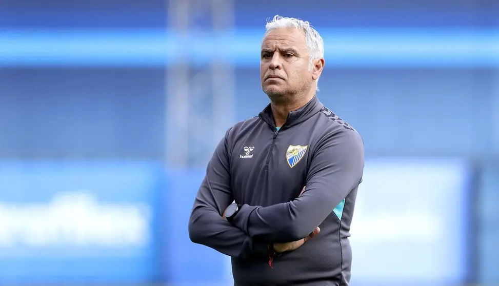 Sergio Pellicer durante un entrenamiento del M&aacute;laga CF