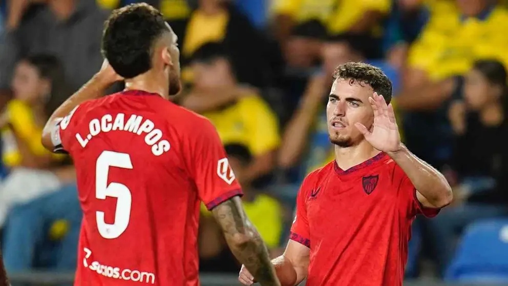 Lucas Ocampos y Pedrosa en el UD Las Palmas - Sevilla FC | Foto: Sevilla FC