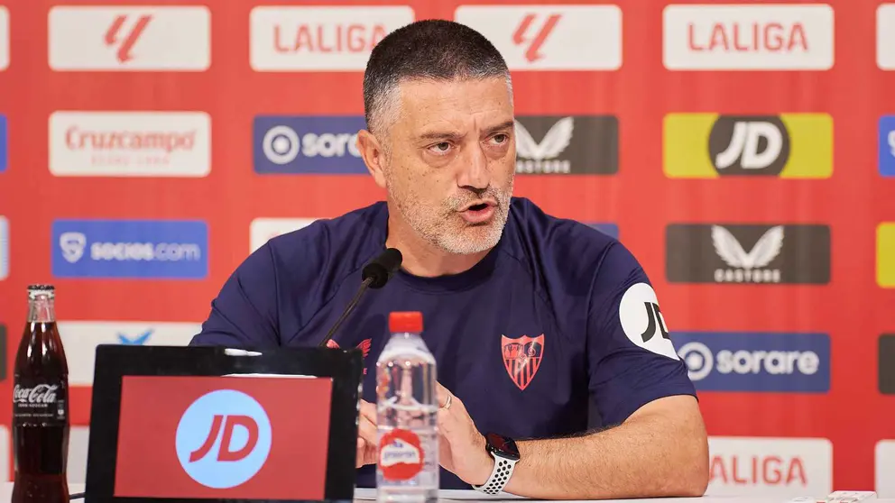 Garc&iacute;a Pimienta en la rueda de prensa previa al partido ante el Villarreal | Salvador L&oacute;pez Medina para El MIRA