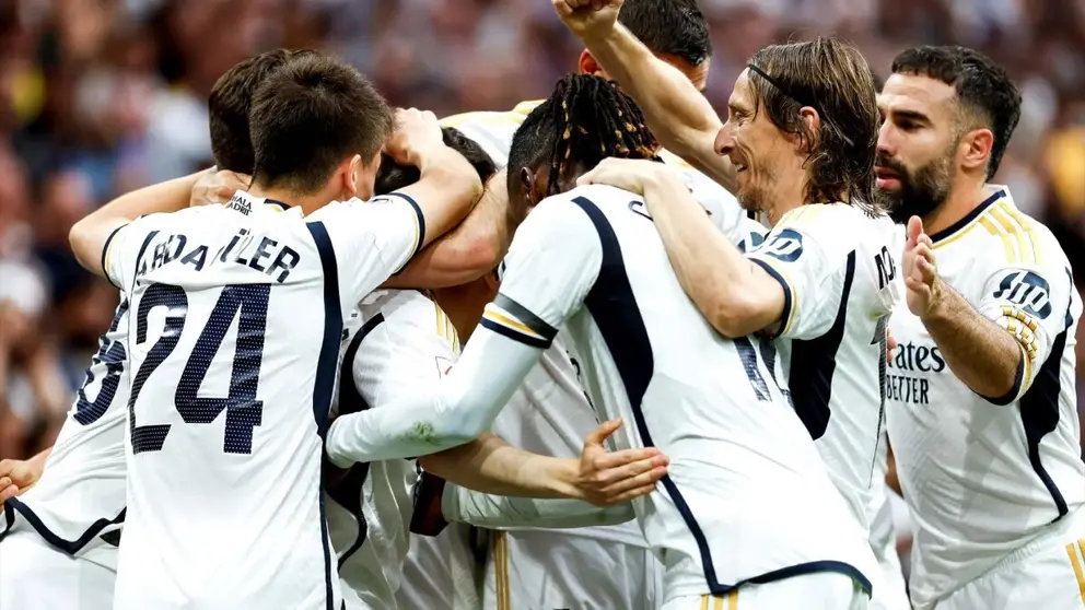 Los jugadores del Real Madrid celebran un gol